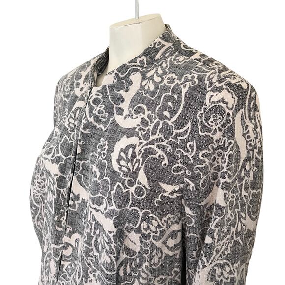 KAREN SCOTT Long Sleeve Floral Blazer Jacket in Blue & White  SZ 2X - Picture 3 of 9